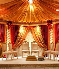 The Colorful Stage Decoration with Bright Shade of Decoration For Bride and Groom