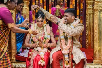 Beautiful Bride and Groom in Mugurtham Moment.